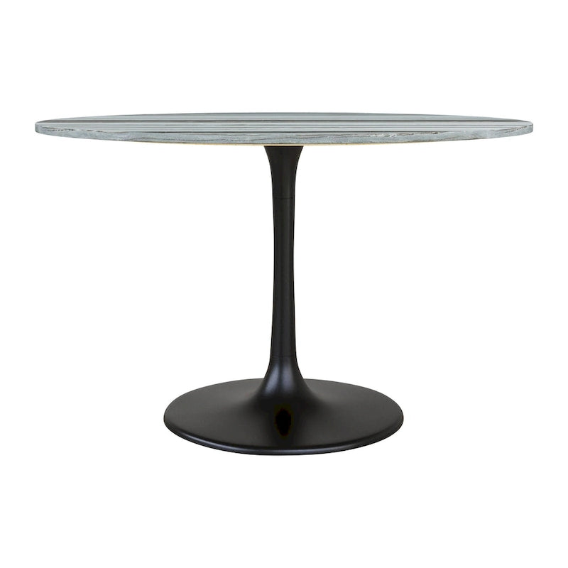 Table à manger plateau marbre et piètement acier – Gris et noir
