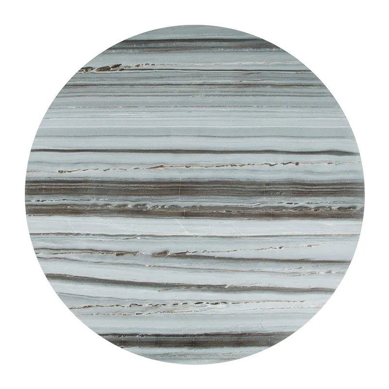 Table à manger plateau marbre et piètement acier – Gris et noir