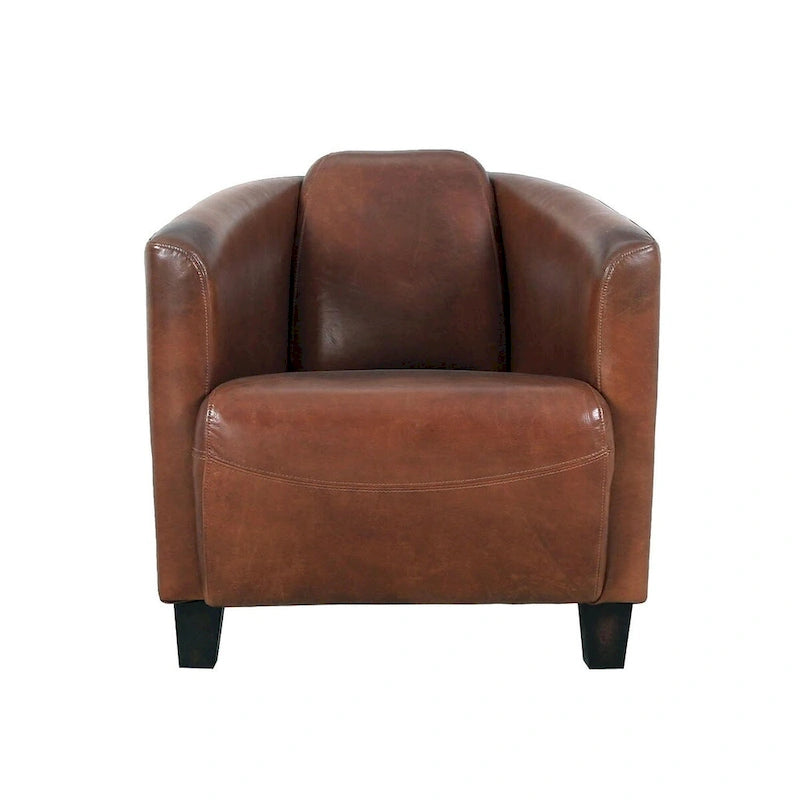 Fauteuil en cuir pleine fleur marron, L70xP76xH69