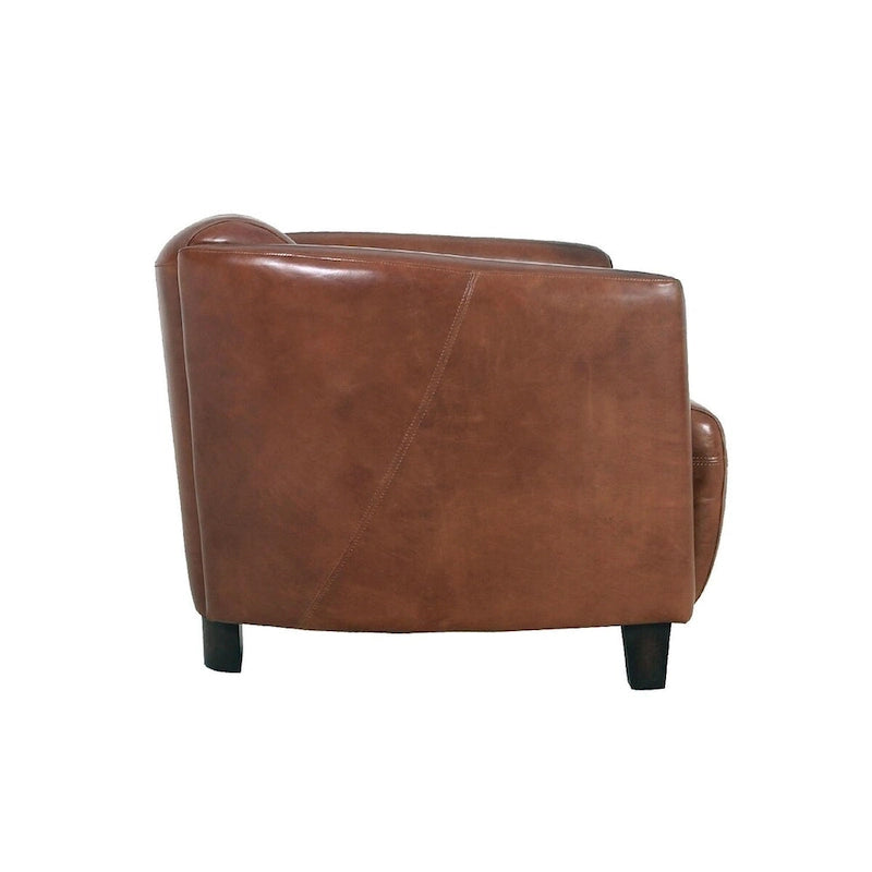 Fauteuil en cuir pleine fleur marron, L70xP76xH69