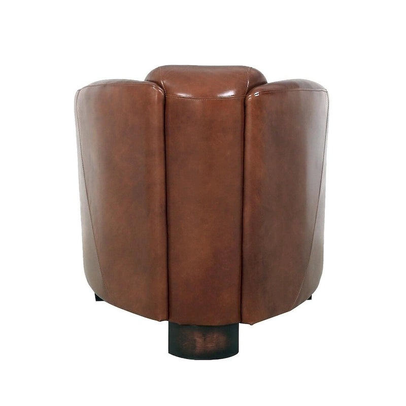 Fauteuil en cuir pleine fleur marron, L70xP76xH69