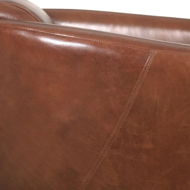 Fauteuil en cuir pleine fleur marron, L70xP76xH69