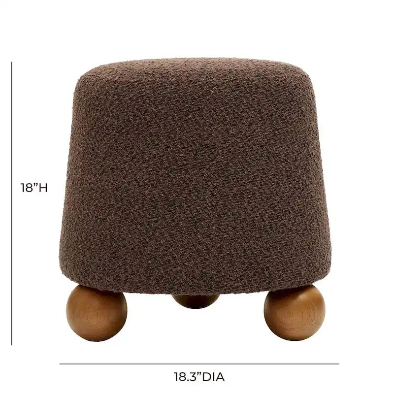 Tabouret rembourré Boucle avec pieds en bois massif