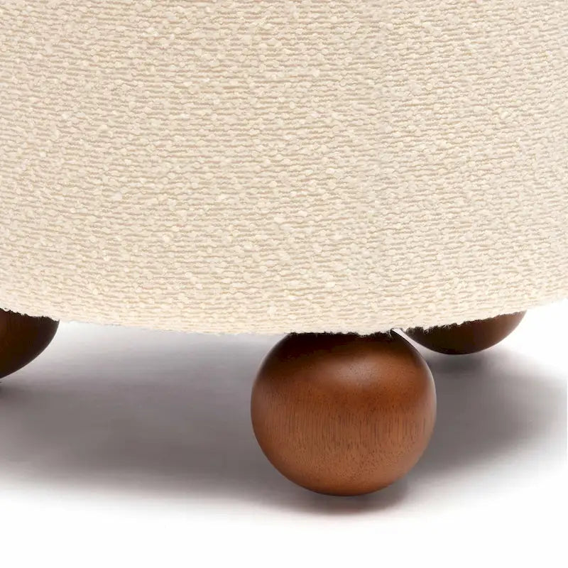 Tabouret rembourré Boucle avec pieds en bois massif