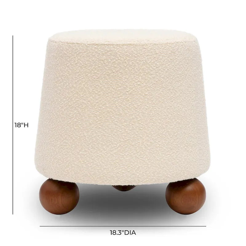 Tabouret rembourré Boucle avec pieds en bois massif