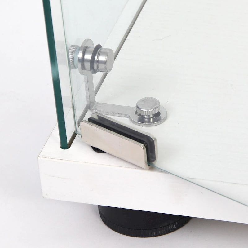 Vitrine en verre à 3 étagères, une porte, bibliothèque sur pied blanche