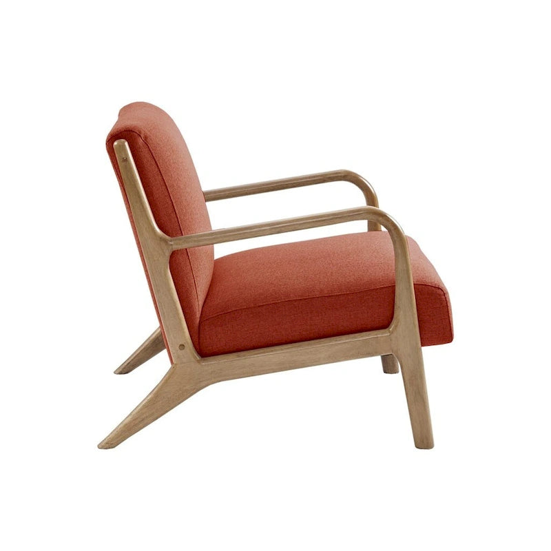 Fauteuil de salon mi-siècle avec assise rembourrée et cadre en bois
