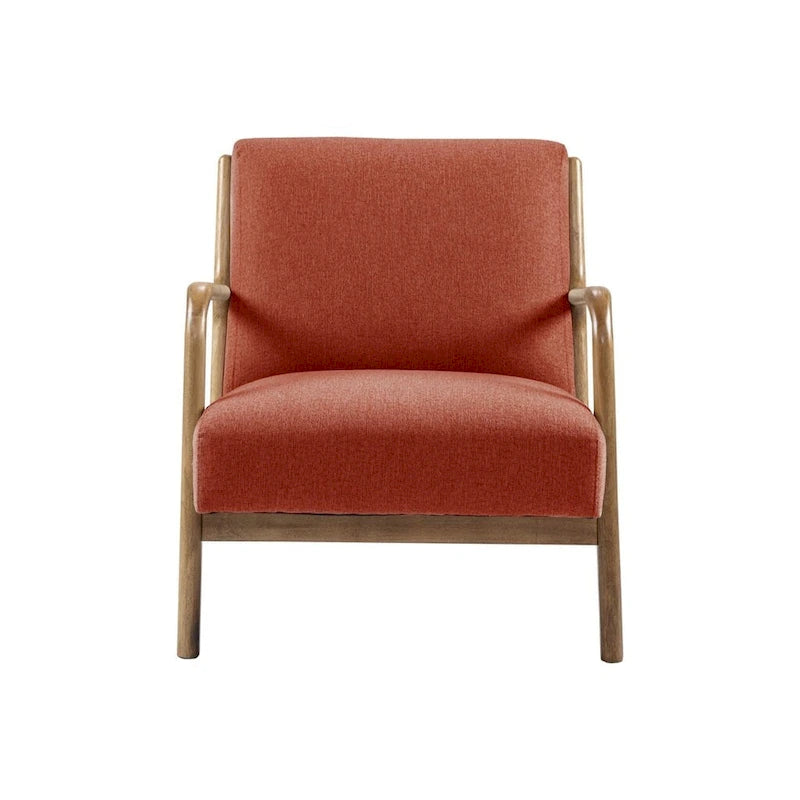 Fauteuil de salon mi-siècle avec assise rembourrée et cadre en bois