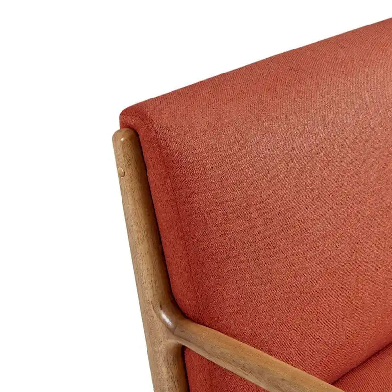 Fauteuil de salon mi-siècle avec assise rembourrée et cadre en bois