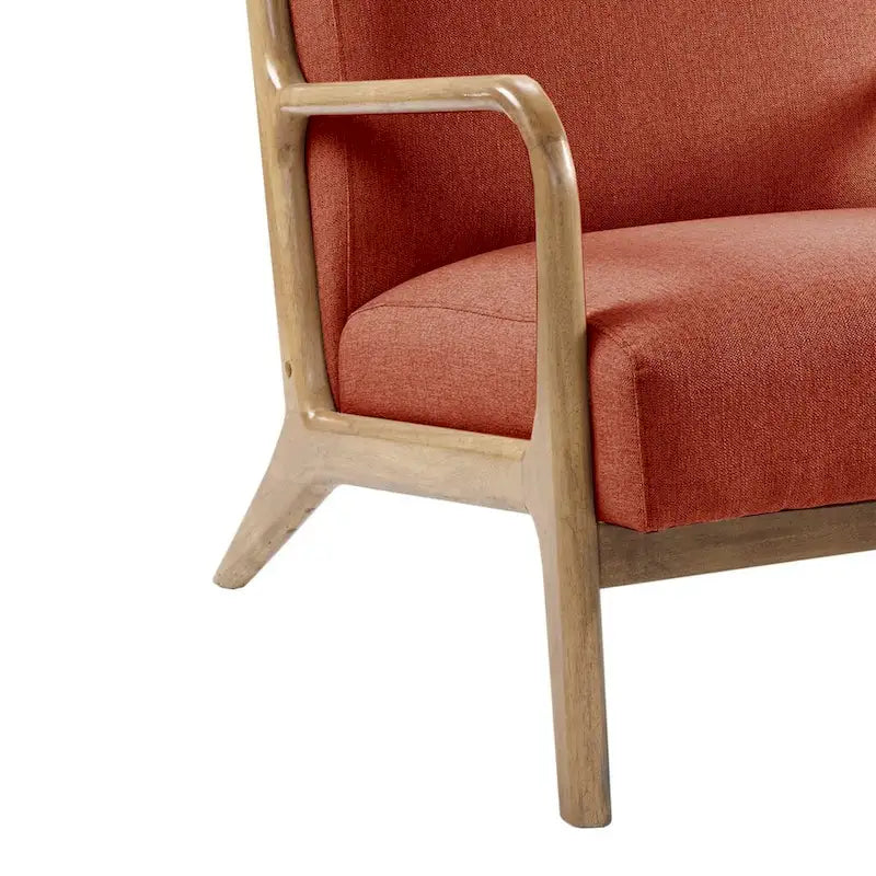 Fauteuil de salon mi-siècle avec assise rembourrée et cadre en bois