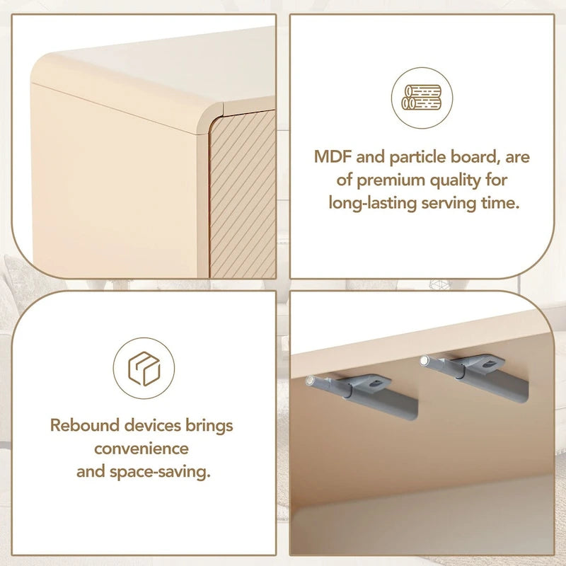 Buffet 4 portes en MDF avec étagères réglables (Crème Abricot)