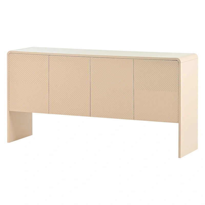 Buffet 4 portes en MDF avec étagères réglables (Crème Abricot)