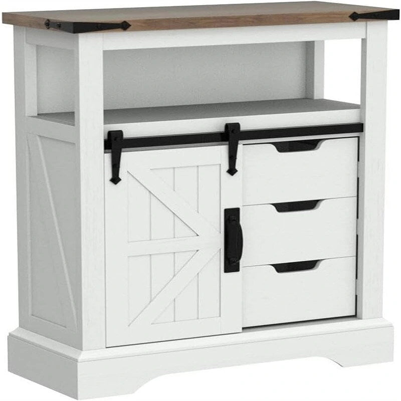 Meuble de rangement de salle de bain avec porte coulissante de style grange