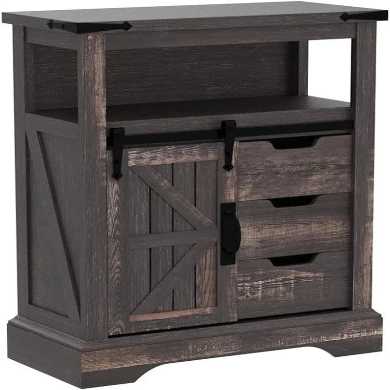 Meuble de rangement de salle de bain avec porte coulissante de style grange