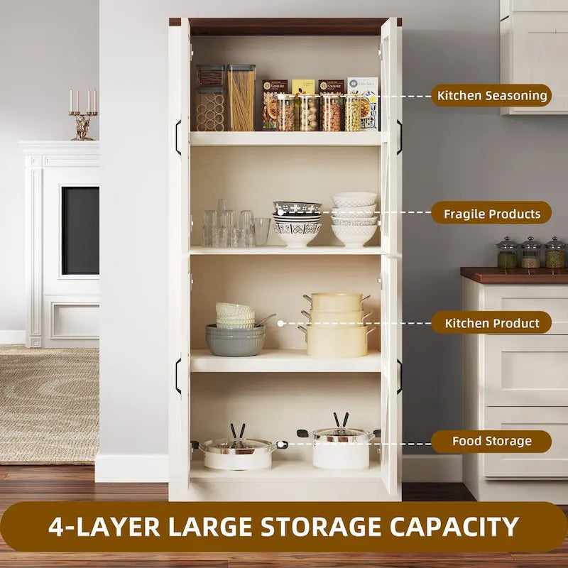 Meuble de cuisine autoportant de 168 cm avec portes vitrées